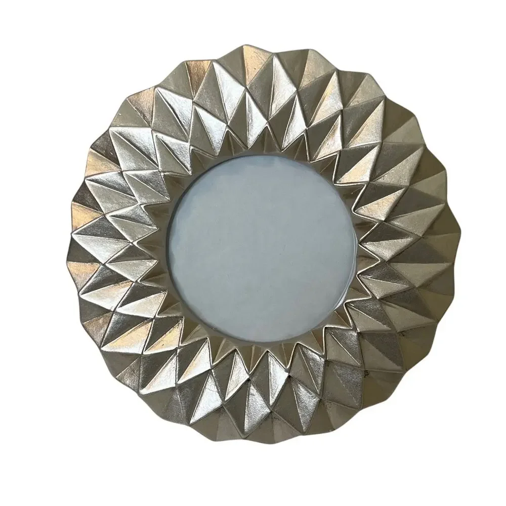 Rachel Zoe Gold Geometric Picture Frame Round Faceted Modern Glam